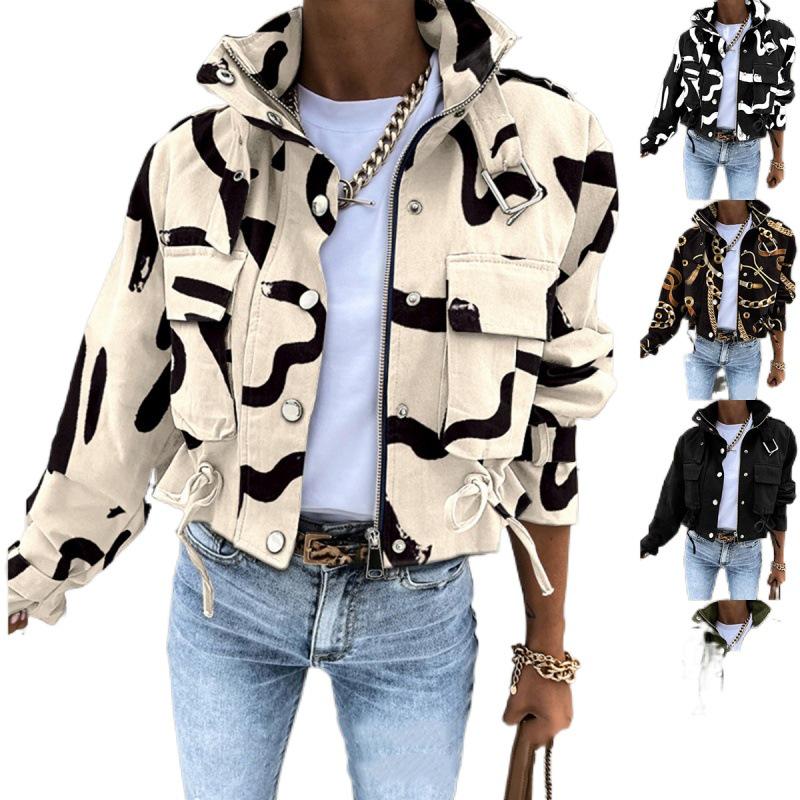 Dámská evropsko-americká motocyklová bunda 2024: Podzimní/zimní krátký kabát