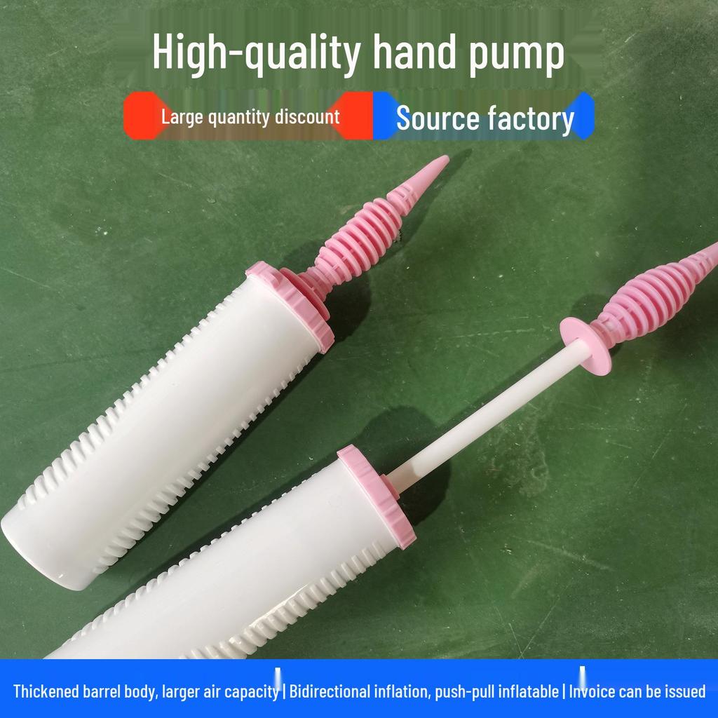 Dual-Action Pink & White Balloon Pump - Large Manual Inflator