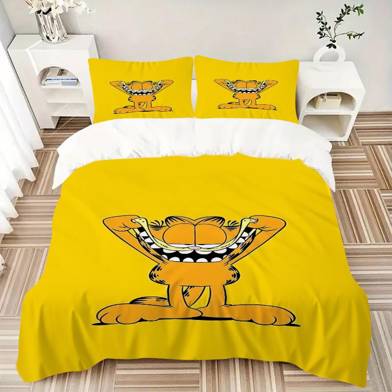 Garfield'S Big Smile Print 3Pcs Bedding Setduvet Cover With 2 Bedropillowcase Home Birthday Gift