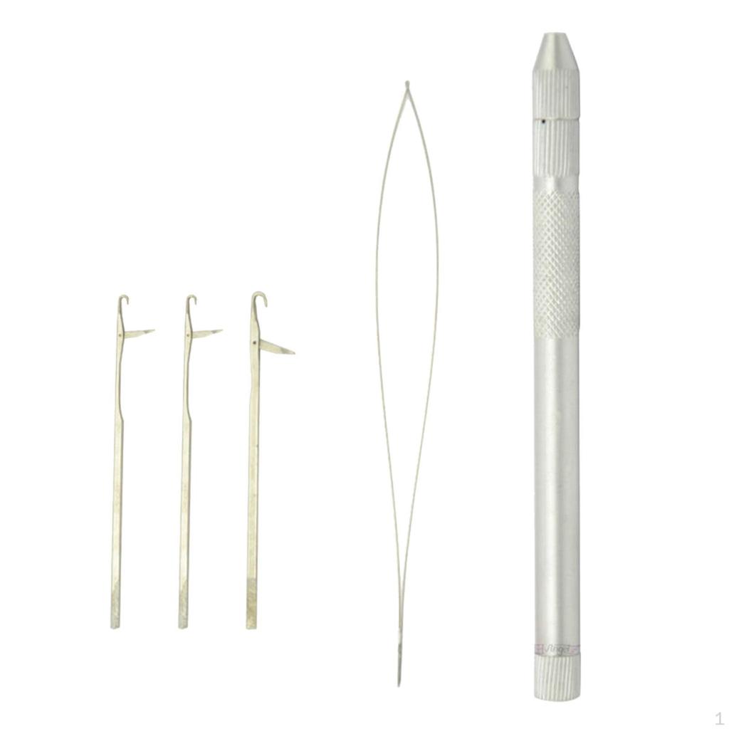 Loop Needle Holder with 3pcs Aluminum Crochet Hook for Hair Braiding and Kit