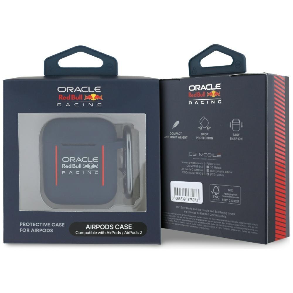 Etui Do AirPods 1 Red Bull Silicone Logo & Lines Granatowy