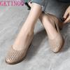 Fashion GKTINOO 2025 Summer Fashion Ladies Shoes Hollow Women Soft High Heels Tenis Feminino Comfort Genuine Leather Sandals Plus Size