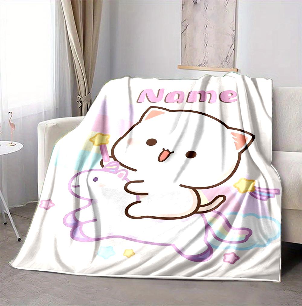 Custom Name Angel Cats Flannel Blanket Throw Blanket Soft Warm Sofa Bed Home Decor Unique Gift