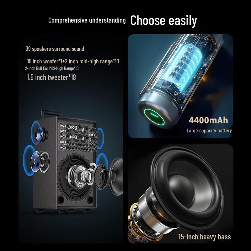 Soaiy X68(B) 15-inch Portable KTV Speaker CN Plug (adapter Included)