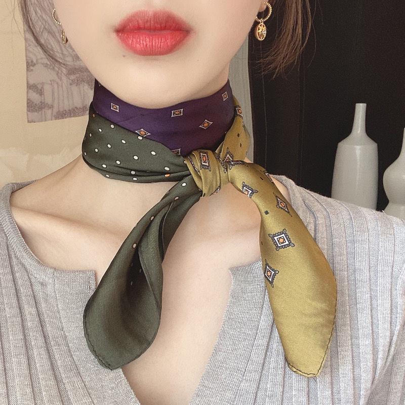 Dámský univerzální šátek z hedvábí - čtvercový 70 cm, ideální na jaro, podzim a zimu