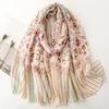 1 Spring And Summer New Bali Yarn Color Printed Scarf Literary Versatile Thin Ethnic Style Shawl Scarf
