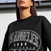 Cross-border Special Black Letter Print Sweater Women's LOS ANGELES Crew Neck Loose Casual Long-sleeved Top