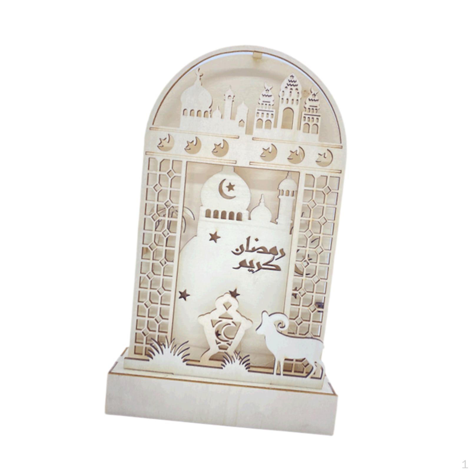 

Wooden Eid Mubarak Light Decor Table Lamp Party Ornament Gift Muslim Night Style B