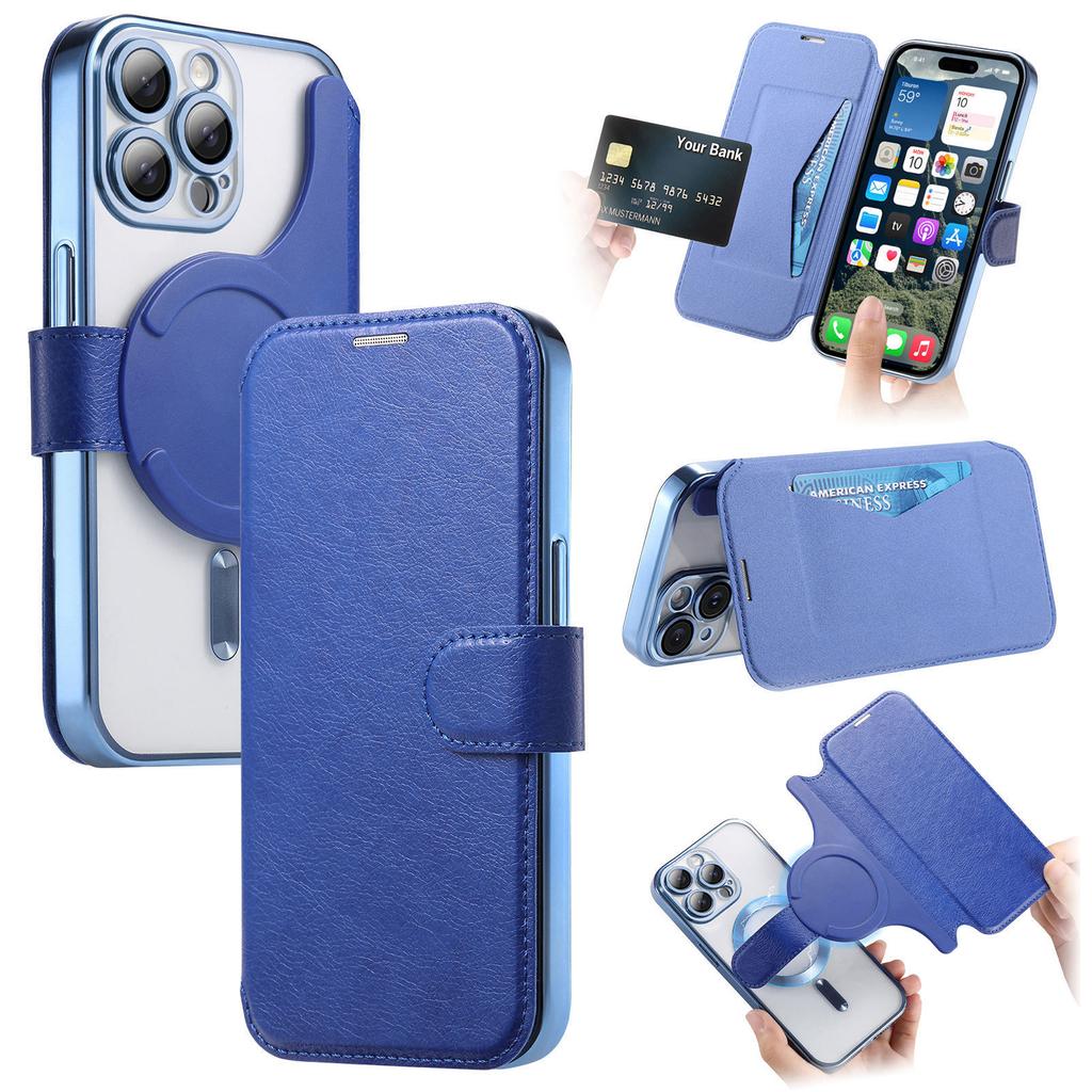 For iPhone 14 Pro Max Case Compatible with MagSafe Detachable Leather Phone Cover with Lens Film