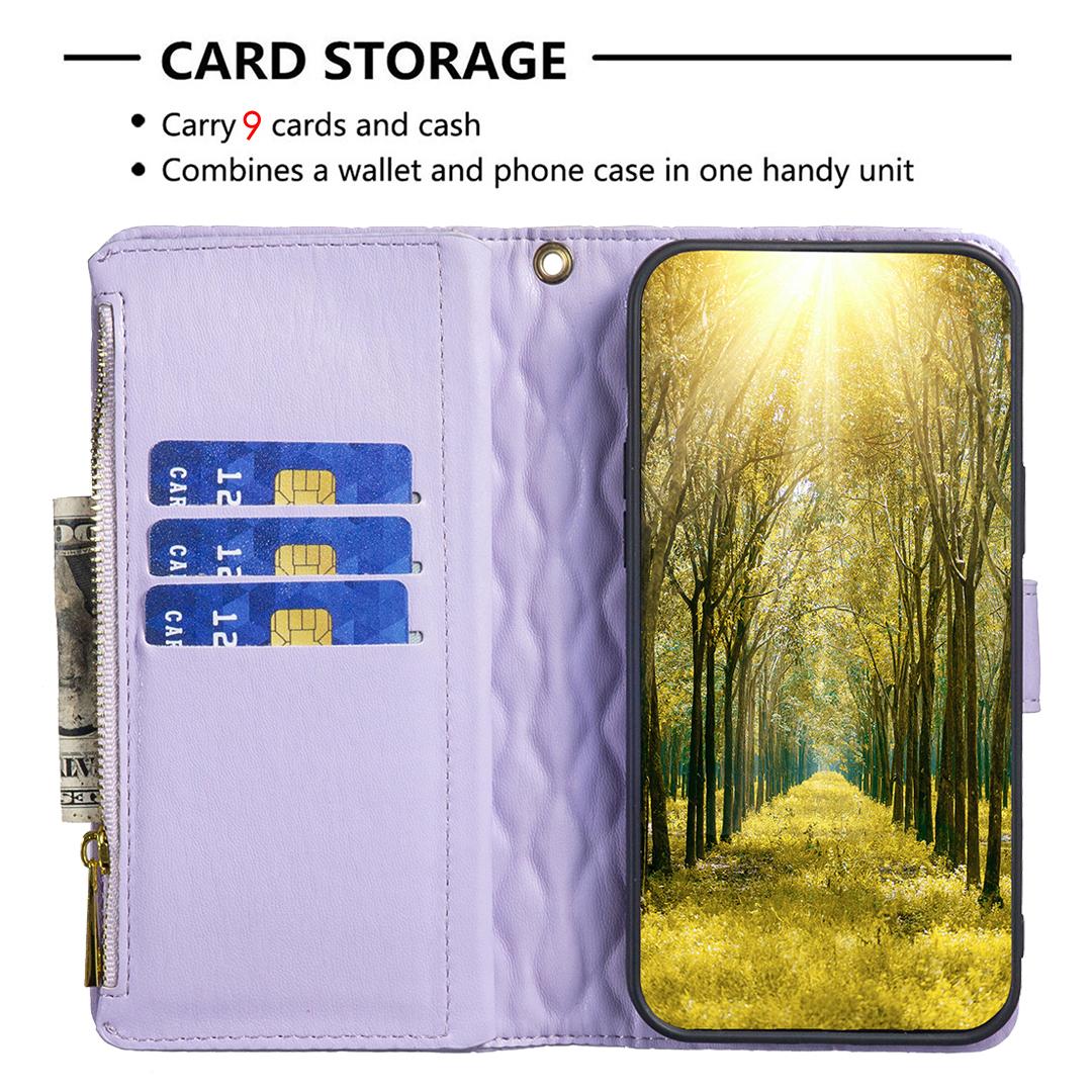 

BINFEN COLOR BF Style-15 for Xiaomi 13 Lite/Civi 2 5G Zipper Pocket PU Leather Wallet Case Phone Stand Cover Purple