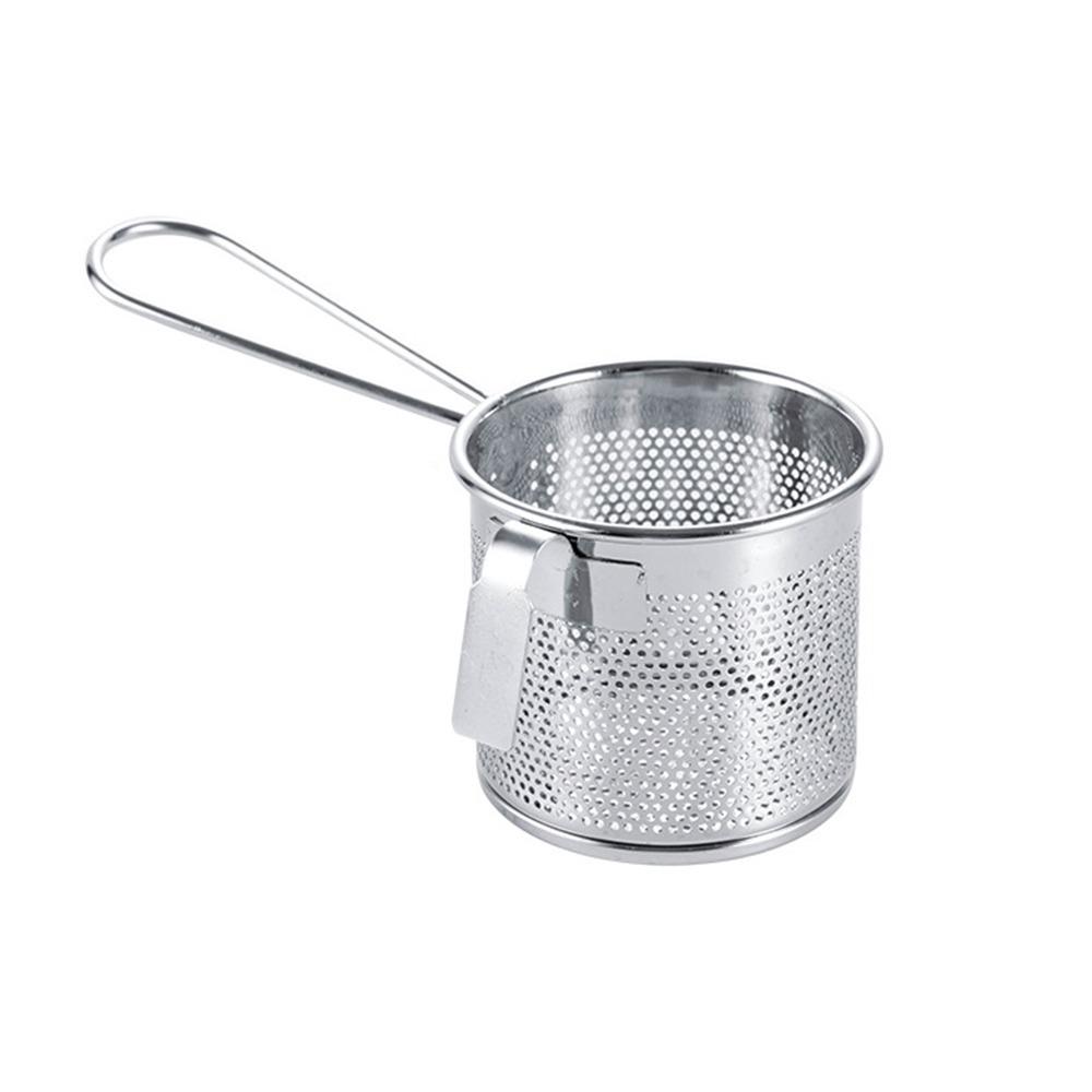 304 Stainless Steel Deep Frying Basket with Hook&Handle Multi-funcational Hangable Colander Mesh Sieve Oil Filter
