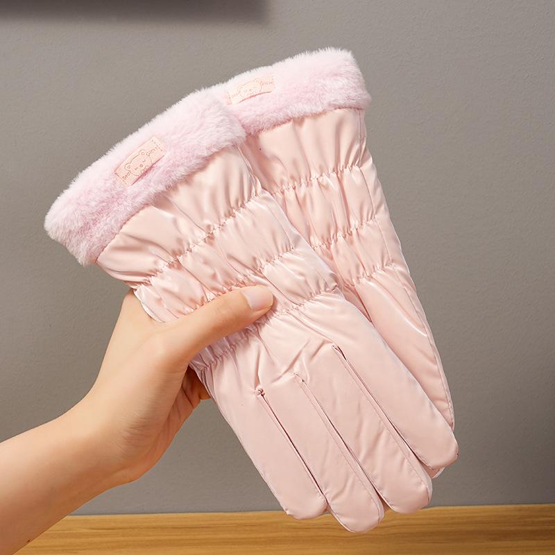 Utomhus Skidhandskar Vattenavvisande Kvinnliga Studenter I Björn Pekskärm Cykling Köldtåliga