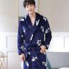 Cozy Coral Fleece Couple Pajamas Robe - Thick Warm Autumn Winter Bathrobe