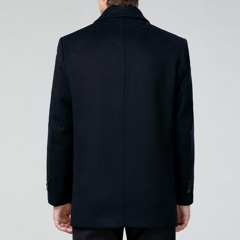 Men's Cashmere Jacket, Middle-aged and Elderly Casual Short Coat, Autumn and Winter Thick Daddy Lapel Woolen Coat