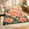 Lotus Pond Coral Fleece Blanket Serene Water Garden