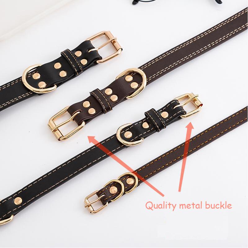 Leather Dog Collars Pet Dog Tag Collar Leash Lead For Small Medium Large Dogs Pitbull Bulldog Pugs Beagle Dog Supplies