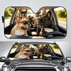 Dog S-Spectacled Dog Sun Visor Car Windshield Sun Shade UV Protection Foldable Heat Insulation Universal Auto Cover
