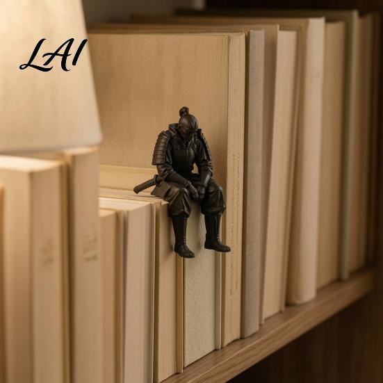 Unique Resin Sculptures for Table 3D Printed Contemplative Warrior Figurine Seated Edge Sitting Statue Gifts Men Desk Accessories Desktop