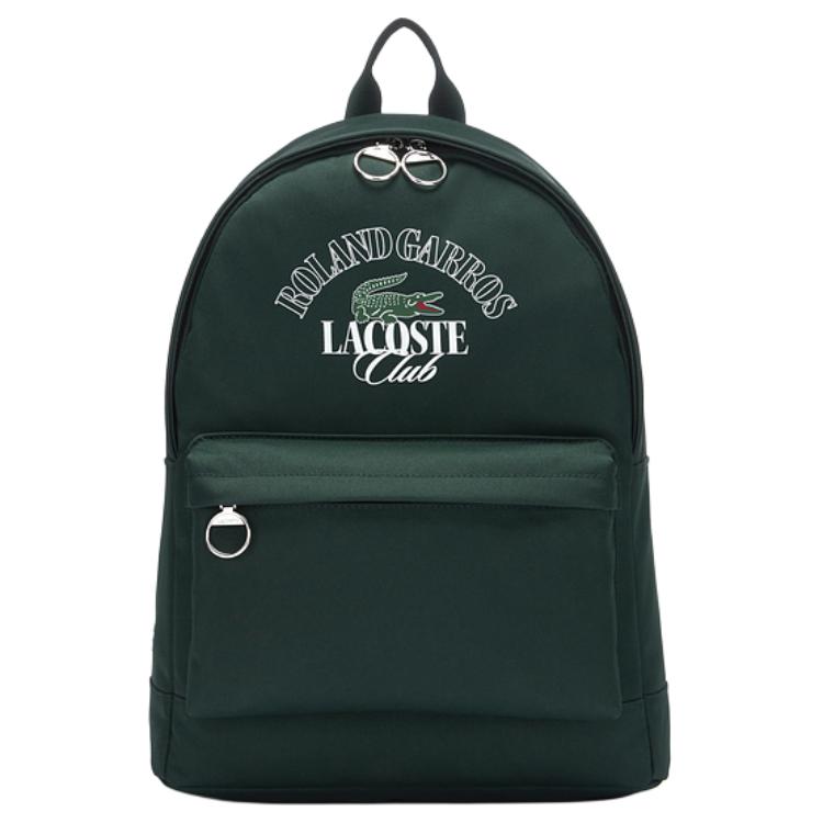 Lacoste Fashion Trend Print Fabric Backpack Large Men backpack Dark-Green NH4628RG-N47
