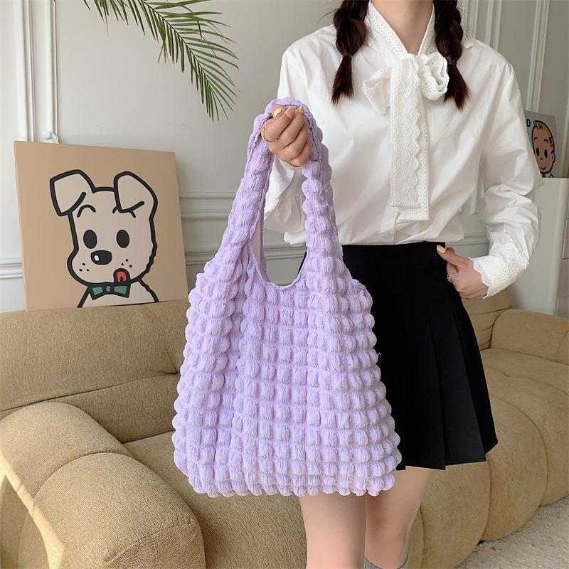 Cloud Bubble Flower Shoulder Bag New Vest Bag Female Student Simple Handbag Canvas Bag Shopping Bag