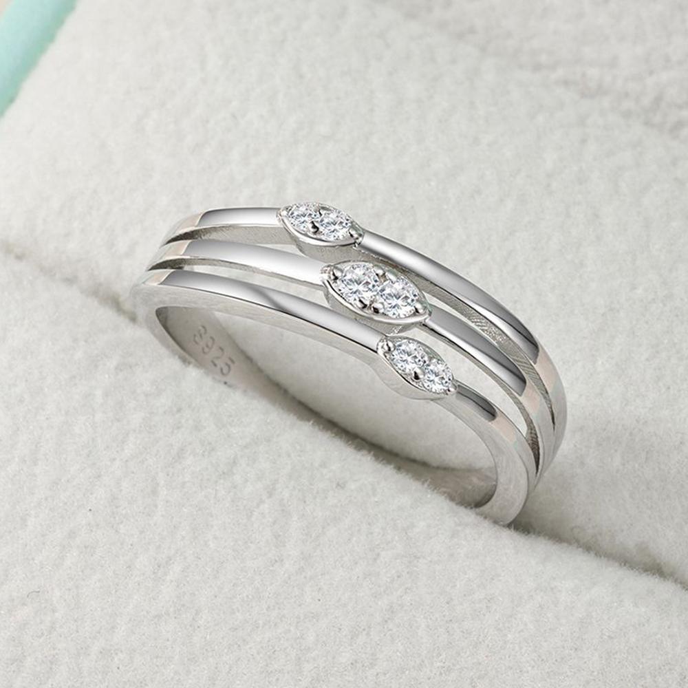 Round Cut Brilliant All Moissanite Ring for Women   CopperIrregular Stacked Ring Sparkling Wedding Band Jewelry Gift