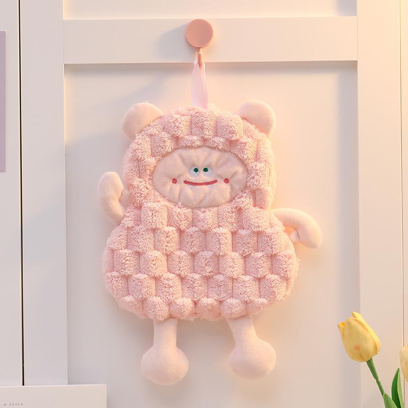 1PC Hangable Double-layer Hand Towels, Coral Velvet Square Towels, Children's Hand Towels, Handkerchiefs, Kitchen and Bathroom Rags, Absorbent Towels