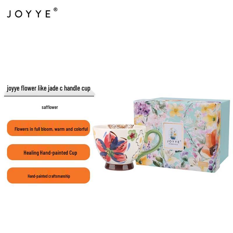 JOYYE Floral Ceramic C-Handle Mug