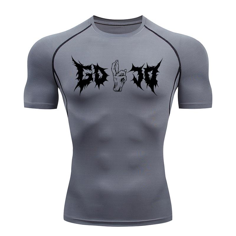 Gojo Print Compression Shirt for Men Sporty Athletic Quick Dry Tshirt Tops Gym Workout Running Baselayers Undershirts Rash Guard