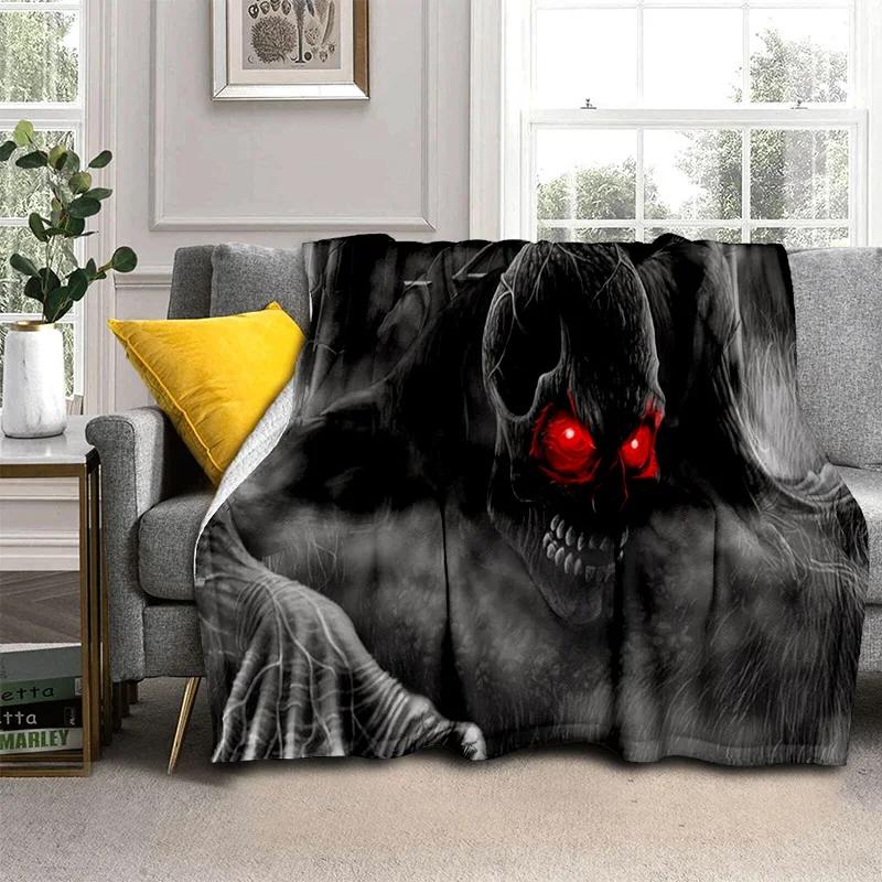 Gothic Horror Skull Ghost Cartoon Blanket Soft Throw for Home Bedroom Bed Sofa Picnic Travel Office Cover Kids