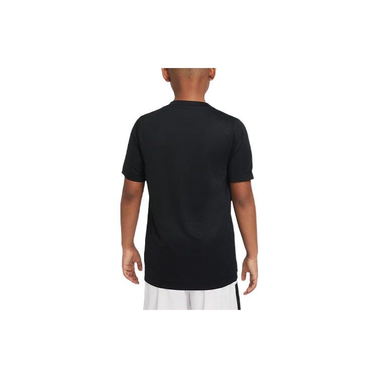 Nike Logo Print Training Breathable Solid Color Short Sleeve Quick Dry T-Shirt Kids Tops DM8533-010