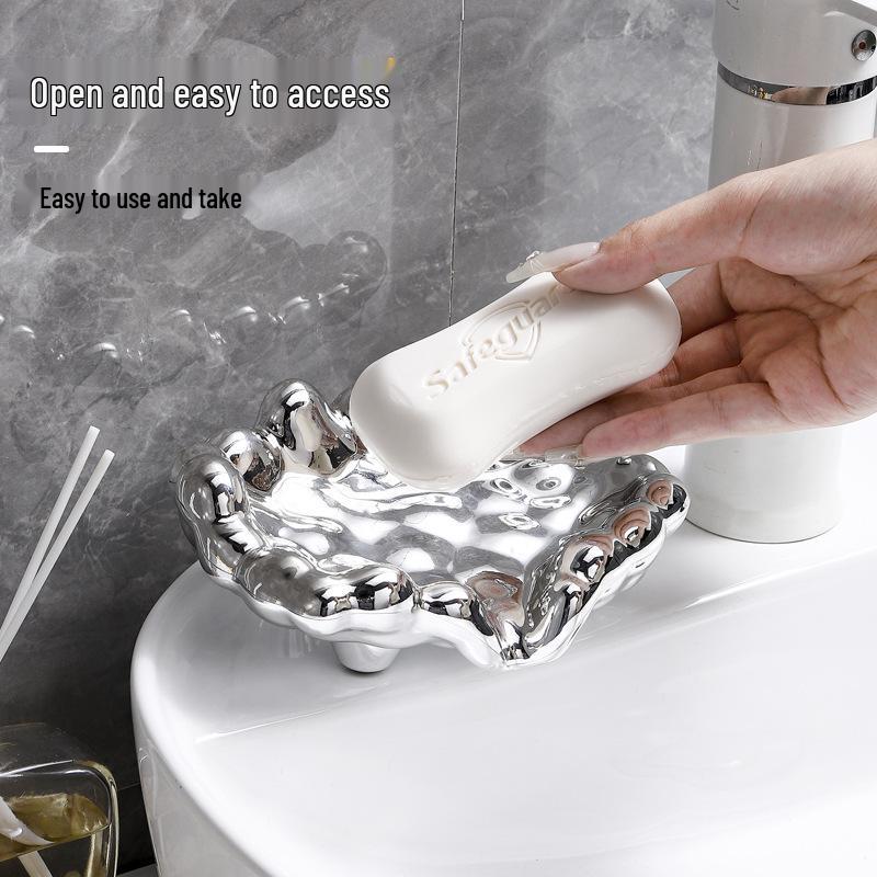 Luxury Electroplated Soap Dish with Drainage - Punch-Free Wall-Mounted Holder
