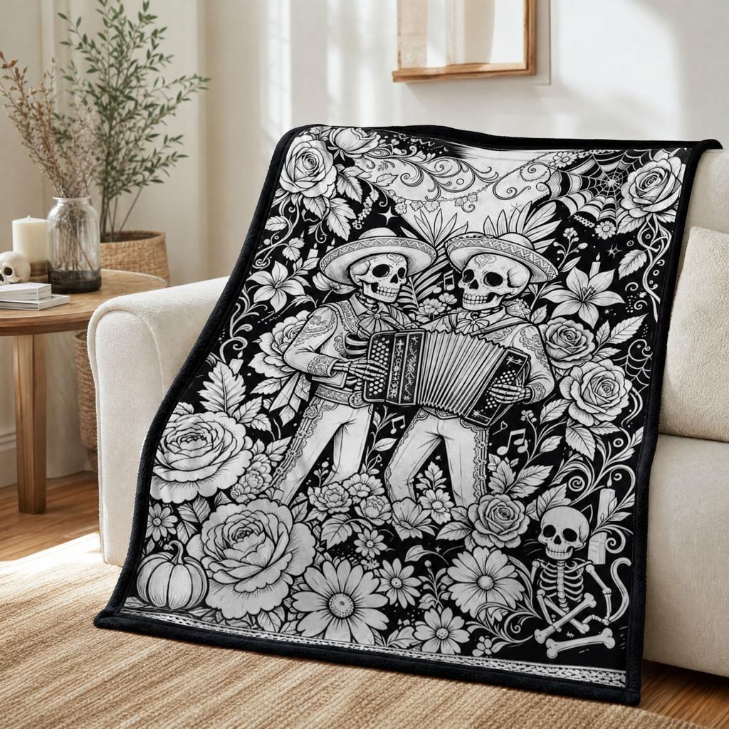 Halloween Doodle Decke für Kinder und Erwachsene, 150x200 cm