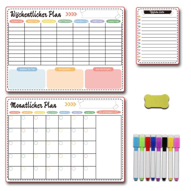 Магнитный календарь для холодильника Недельный Месячный Магнитный календарь Белая доска со стираемым маркером для списка покупок