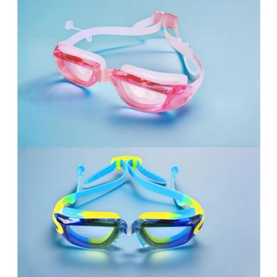 1 Pcs High Definition Transparent Children's Professional Swimming Goggles with Built-in Earplugs Waterproof and Anti Fog