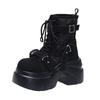 Fashion Designer Women's Short Boots New Autumn Winter Suede Leather Chunky Boots Gladiator High Platfom Buckle Goth Boots Mujer Zapatos