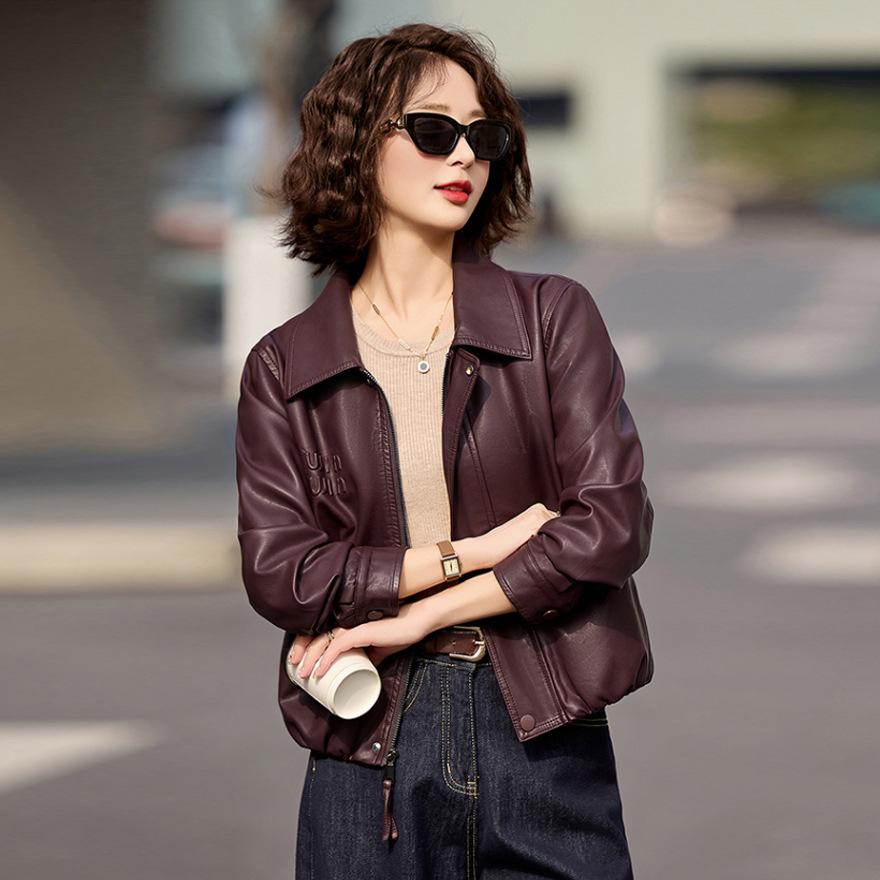 Short Leather Jacket Women's New Spring and Autumn Cool Sa Style Retro Fashion Temperament Casual Leather Jacket Top