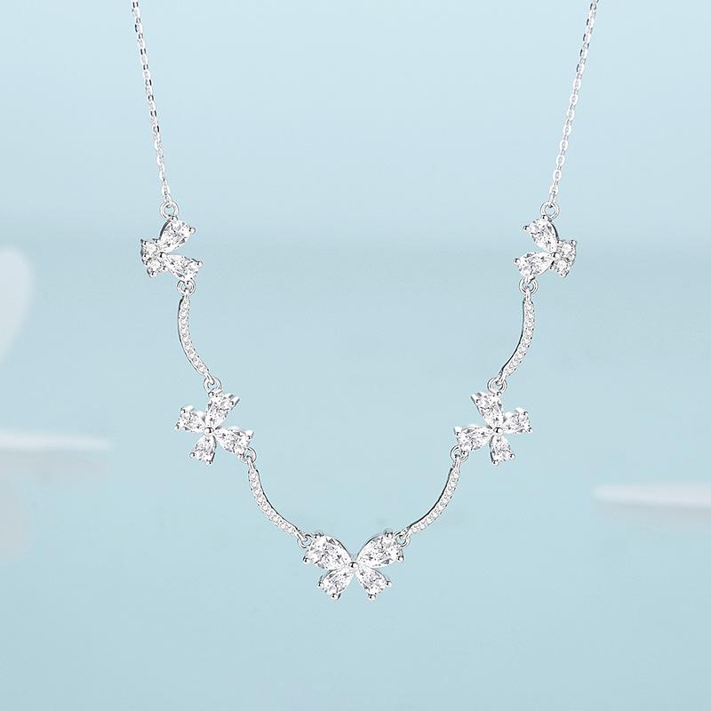 Tichia Cubic Zirconia Butterfly Necklace: S925 Sterling Silver, Light Luxury Design, Women s Summer Clavicle Chain. 925 Silver