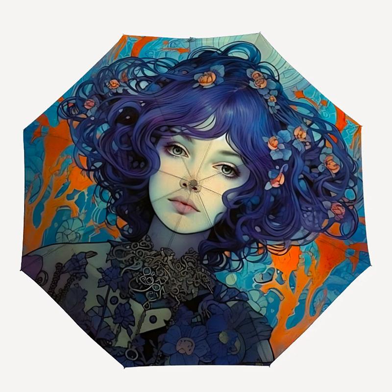 

1pc Character Figure Floral Fantasy Automatic Open/Close Umbrella with Folding feature Compact Travel Umbrella, Lightweight design, for Commuting003