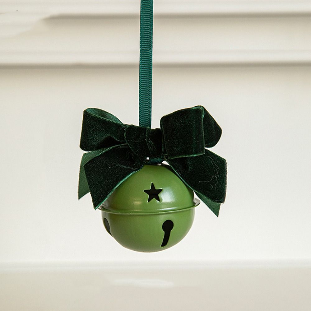 Pleasant Sound Christmas Velvet Bow Bell Iron Pine Cone Bell Pendant  Holiday Wedding Supplies