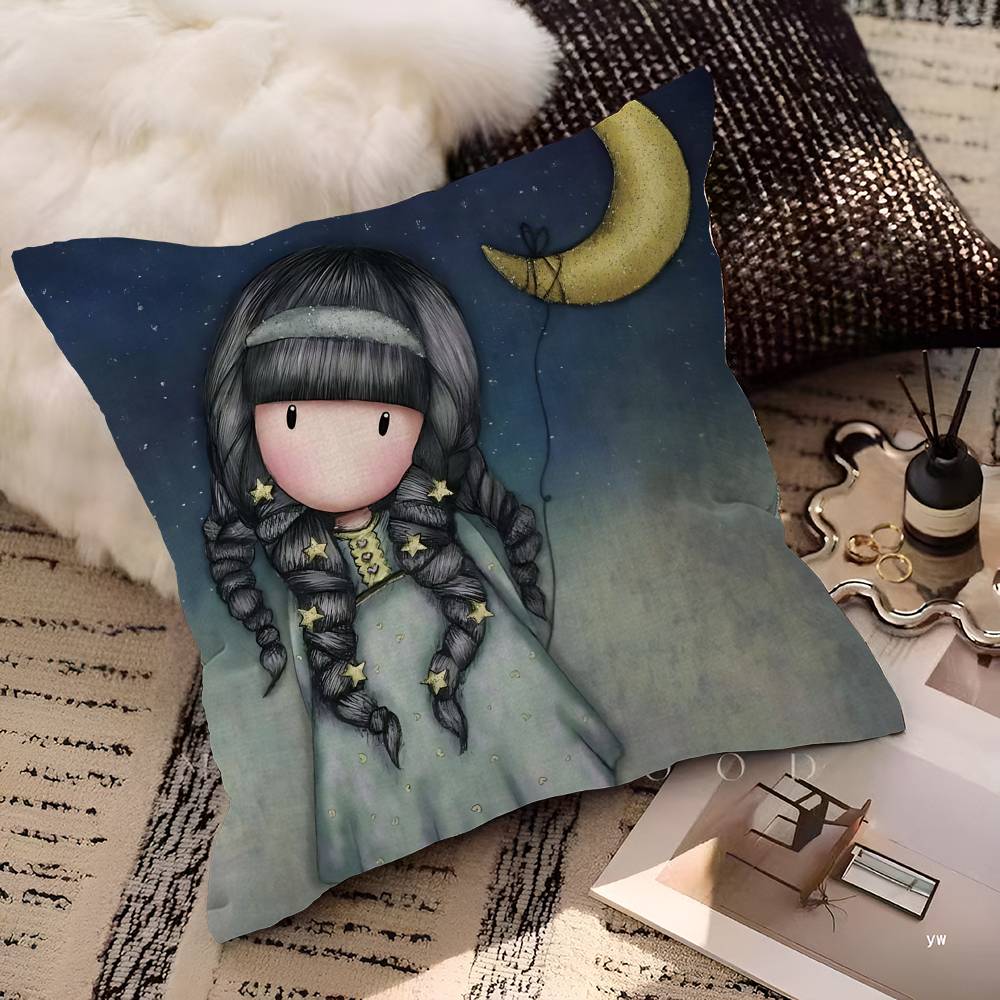 S-Santoro-Gorjuss Cute Cartoon Cushion Cover Polyester Sofa Cushions Decorative Throw Pillows Home Decoration Pillowcover