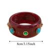 Wide Turquoise Acrylic Bracelet Turquoise Retro Hand Ring Acrylic Rhinestone Bangle  Decoration