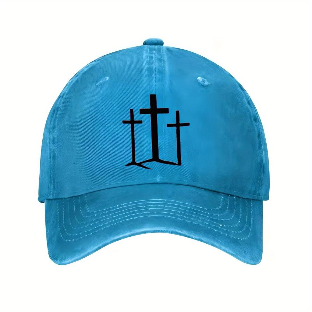 Three Crosses Print Cotton Baseball Cap Casual Adjustable Unisex Streetwear Hat for Adult