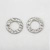 10Pcs Stainless Steel Embossed Pleats Double Hole Circle Charm Pendant Necklace Cabochon Tray Bezel Blank Setting Jewelry Making