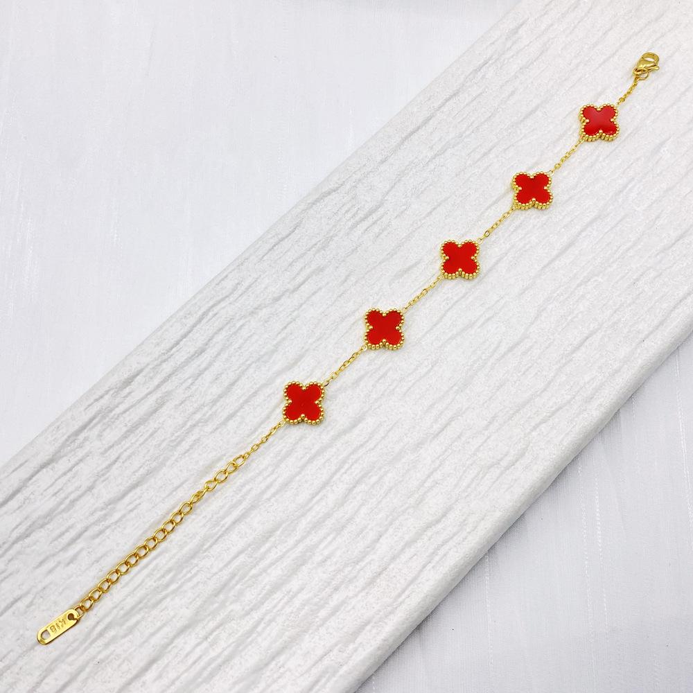 13mm Non-Fading Stainless Steel Four-Leaf Clover Bracelet for Women - Fresh Style