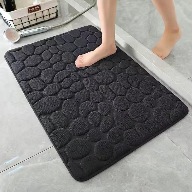 

Absorbent Memory Foam Bath Mat with Pebble Texture Non-Slip Slow Rebound Bathroom Rug for Home and Door Mat Use 40x60cm чёрный