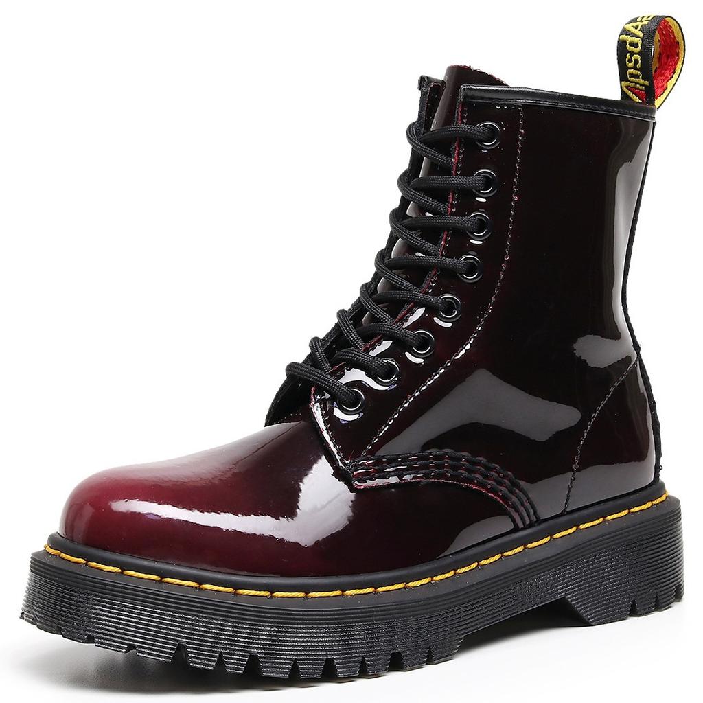 High-top color-changing red locomotive boots women's and men's classic retro British style tooling short boots leather round head