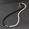Nuova Collana Bicolore Bianco Nero Per Uomo Fibbia in Acciaio Inossidabile 24 Pollici 6mm Occhio di Tigre Lava Pietra Ematite Collare Curativo