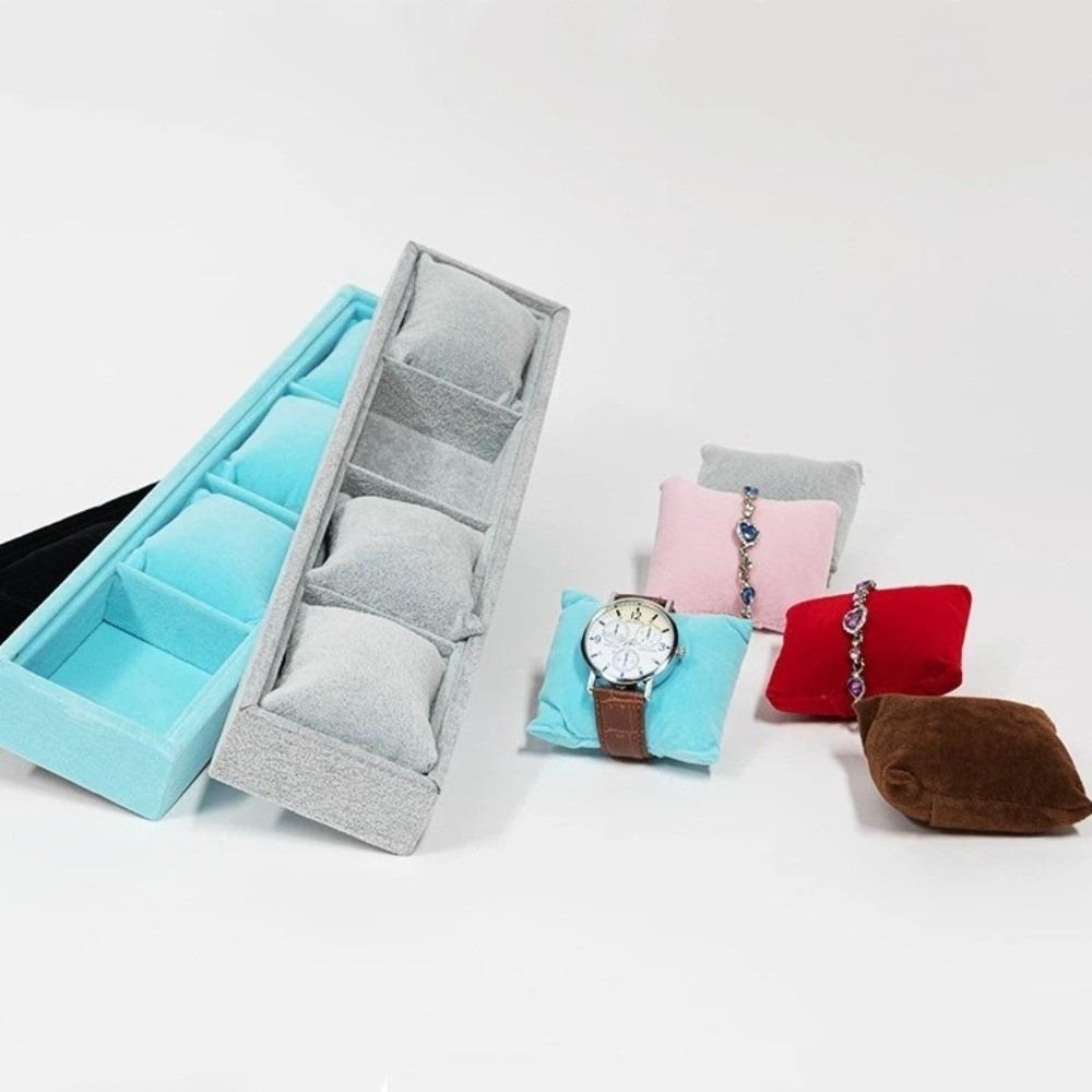4 Slots Velvet Jewelry Organizer with Soft Pillow Watches Display Holder  Bracelet Bangle Watches