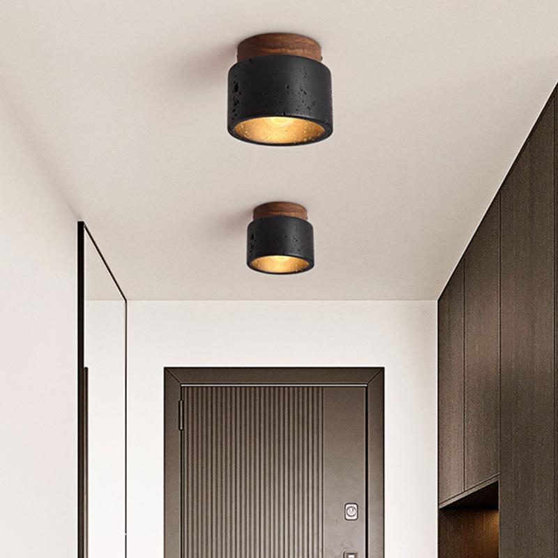 Nordic Wabi-Sabi Yellow Stone Ceiling Light for Hallways & Living Rooms