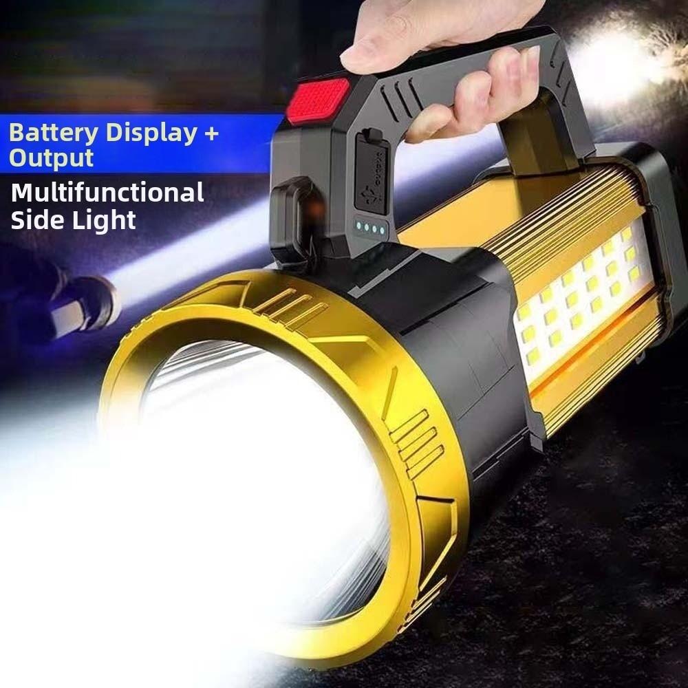 Dimmable Camping Searchlight with Side Lights Powerful Handheld Lantern Handheld Spotlight  Hiking